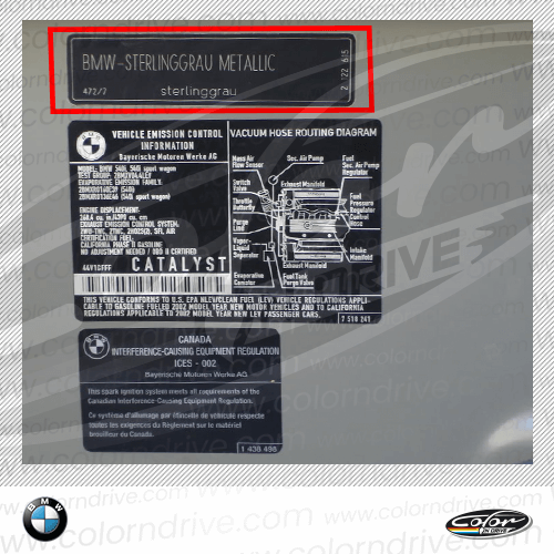 BMWのカラーコードラベル例1