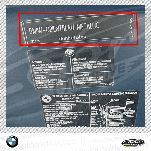BMWのカラーコードラベル例3